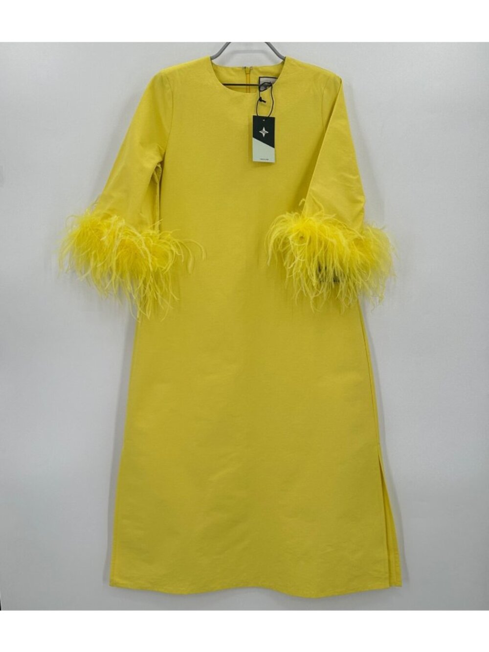 Tuckernuck Women's Citron Feather Jamie Midi Dress size XL Jacquard Yellow NWT